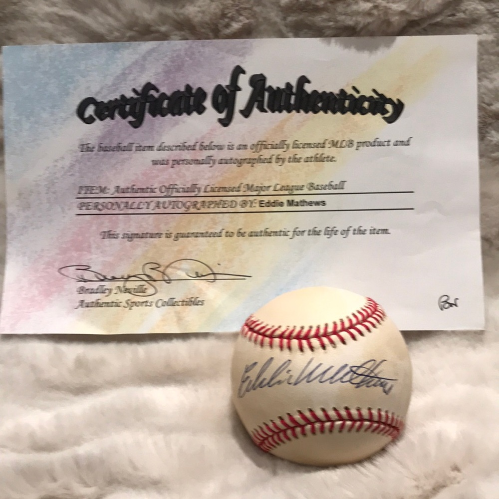 Autographed Eddie Mathews baseball!